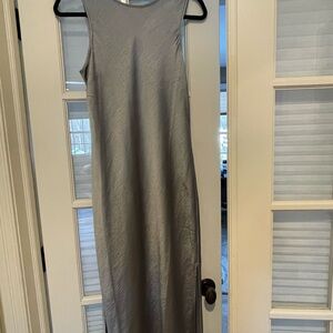 GAP Taupe Maxi Sheath Dress with Sleeveless Design and Crew Neck